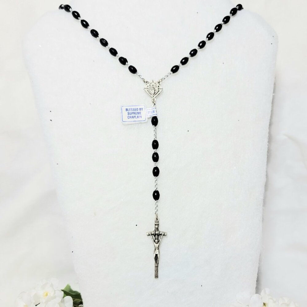 Black Italian Blessed by Supreme Chaplain Blessed Virgin Mary Rosary Beads